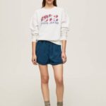 Pepe Jeans 1973 logolla valmistettu pehmopaita naiset valkoinen TB00280