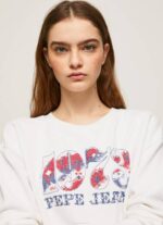 Pepe Jeans 1973 logolla valmistettu pehmopaita naiset valkoinen TB00280 - Image 3