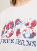 Pepe Jeans 1973 logolla valmistettu pehmopaita naiset valkoinen TB00280 - Image 4