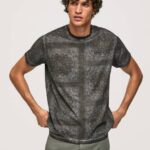 Pepe Jeans bandanaprintti puuvillainen t-paita miehet pesty mustaksi TB00937