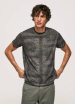 Pepe Jeans bandanaprintti puuvillainen t-paita miehet pesty mustaksi TB00937