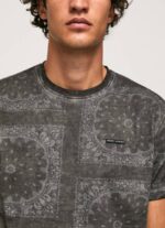 Pepe Jeans bandanaprintti puuvillainen t-paita miehet pesty mustaksi TB00937 - Image 3
