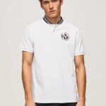Pepe Jeans baseball-kaulus pikee poolopaita miehet valkoinen TB001087