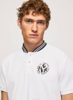 Pepe Jeans baseball-kaulus pikee poolopaita miehet valkoinen TB001087 - Image 3
