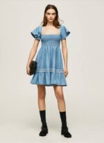 Pepe Jeans brodeerattu denim mekko naiset sininen TB00164 - Image 2