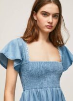 Pepe Jeans brodeerattu denim mekko naiset sininen TB00164 - Image 3