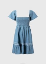 Pepe Jeans brodeerattu denim mekko naiset sininen TB00164 - Image 5