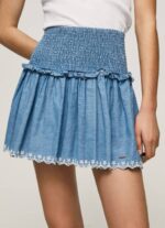 Pepe Jeans brodeerattu denim minihame naiset sininen TB00504 - Image 3