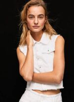 Pepe Jeans brodeerattu kukkainen denim-liivi naiset denim TB00130