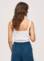 Pepe Jeans brodeerattu kukkapuuvillapaita naiset valkoinen TB00232 - Image 4