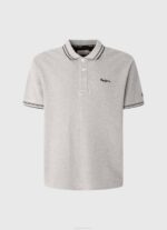 Pepe Jeans brodeerattu logo pikee poolopaita miehet harmaa marli TB001077 - Image 5