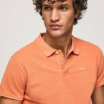 Pepe Jeans brodeerattu logo pikee poolopaita miehet kurpitsa appelsiini TB001095