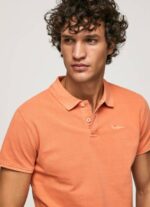 Pepe Jeans brodeerattu logo pikee poolopaita miehet kurpitsa appelsiini TB001095