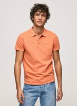 Pepe Jeans brodeerattu logo pikee poolopaita miehet kurpitsa appelsiini TB001095 - Image 3