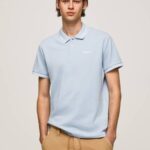 Pepe Jeans brodeerattu logo pikee poolopaita miehet valkaisu sininen TB001080