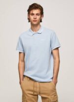 Pepe Jeans brodeerattu logo pikee poolopaita miehet valkaisu sininen TB001080