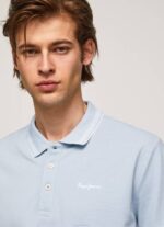 Pepe Jeans brodeerattu logo pikee poolopaita miehet valkaisu sininen TB001080 - Image 3