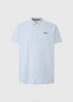 Pepe Jeans brodeerattu logo pikee poolopaita miehet valkaisu sininen TB001080 - Image 5