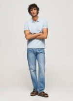 Pepe Jeans brodeerattu logo pikee poolopaita miehet valkaisu sininen TB001096 - Image 2
