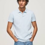 Pepe Jeans brodeerattu logo pikee poolopaita miehet valkaisu sininen TB001096