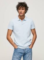 Pepe Jeans brodeerattu logo pikee poolopaita miehet valkaisu sininen TB001096
