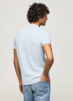 Pepe Jeans brodeerattu logo pikee poolopaita miehet valkaisu sininen TB001096 - Image 4