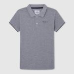 Pepe Jeans brodeerattu logo pikee poolopaita poika harmaa marli TB001666