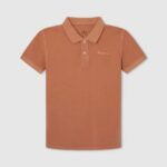 Pepe Jeans brodeerattu logo pikee poolopaita poika kurpitsa appelsiini TB001657