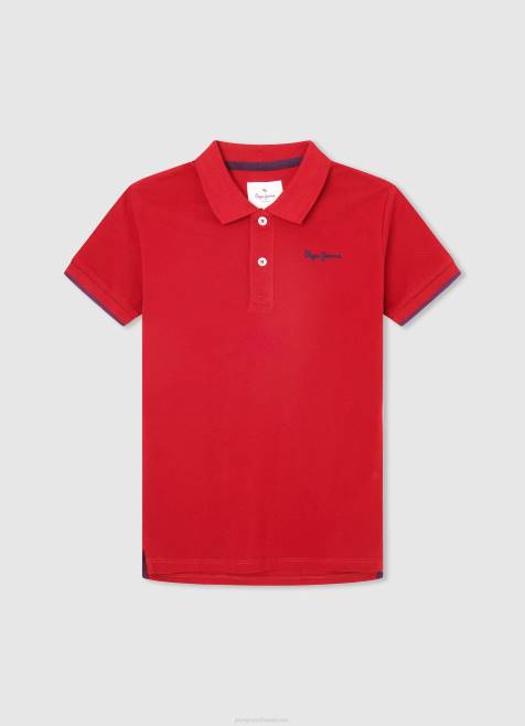 pepe_jeans_brodeerattu_logo_pikee_poolopaita_poika_punainen_tb001672.jpg Pepe Jeans brodeerattu logo pikee poolopaita poika punainen TB001672 - Image 1