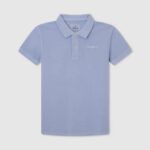 Pepe Jeans brodeerattu logo pikee poolopaita poika valkaisu sininen TB001658