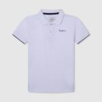 Pepe Jeans brodeerattu logo pikee poolopaita poika valkoinen TB001661