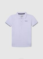 Pepe Jeans brodeerattu logo pikee poolopaita poika valkoinen TB001661