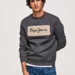 Pepe Jeans brodeerattu logo puuvillapusero miehet pesty mustaksi TB00872