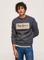 Pepe Jeans brodeerattu logo puuvillapusero miehet pesty mustaksi TB00872