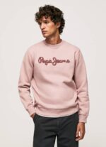 Pepe Jeans brodeerattu logo puuvillapusero miehet valkaisuaine pinkki TB00882