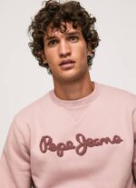 Pepe Jeans brodeerattu logo puuvillapusero miehet valkaisuaine pinkki TB00882 - Image 3