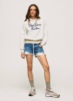 Pepe Jeans brodeerattu logo puuvillapusero naiset mousse TB00269 - Image 2