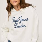 Pepe Jeans brodeerattu logo puuvillapusero naiset mousse TB00269