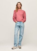 Pepe Jeans brodeerattu logo puuvillapusero naiset tumma poskipuna TB00278 - Image 2
