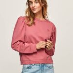 Pepe Jeans brodeerattu logo puuvillapusero naiset tumma poskipuna TB00278