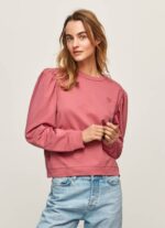 Pepe Jeans brodeerattu logo puuvillapusero naiset tumma poskipuna TB00278