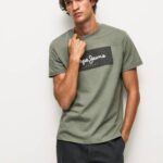 Pepe Jeans brodeerattu logollinen puuvillainen t-paita miehet valu TB00914