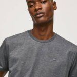 Pepe Jeans brodeerattu logollinen t-paita miehet pesty mustaksi TB00976