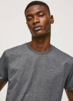 Pepe Jeans brodeerattu logollinen t-paita miehet pesty mustaksi TB00976