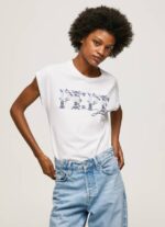 Pepe Jeans brodeerattu logollinen t-paita naiset valkoinen TB00433