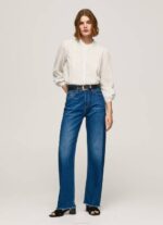 Pepe Jeans brodeerattu puuvillainen dobby-pusero naiset valkoinen TB00343 - Image 2