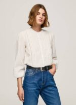 Pepe Jeans brodeerattu puuvillainen dobby-pusero naiset valkoinen TB00343