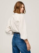 Pepe Jeans brodeerattu puuvillainen dobby-pusero naiset valkoinen TB00343 - Image 4