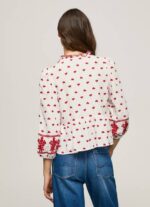 Pepe Jeans brodeerattu puuvillainen dobby-pusero naiset valkoinen TB00345 - Image 4