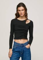 Pepe Jeans epäsymmetrinen pitkähihainen t-paita naiset musta TB00405